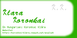 klara koronkai business card