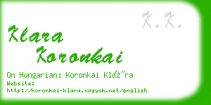 klara koronkai business card